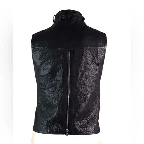 Alexander Wang Black Cropped Moto Leather Asymmetrical Zip Vest Womens Sz 0 - Picture 3 of 11